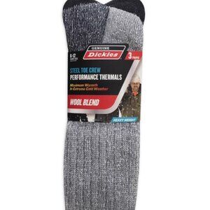 Genuine Dickies Men's Wool Thermal Crew Sock, 3 Pack, Shoe Size 6-12